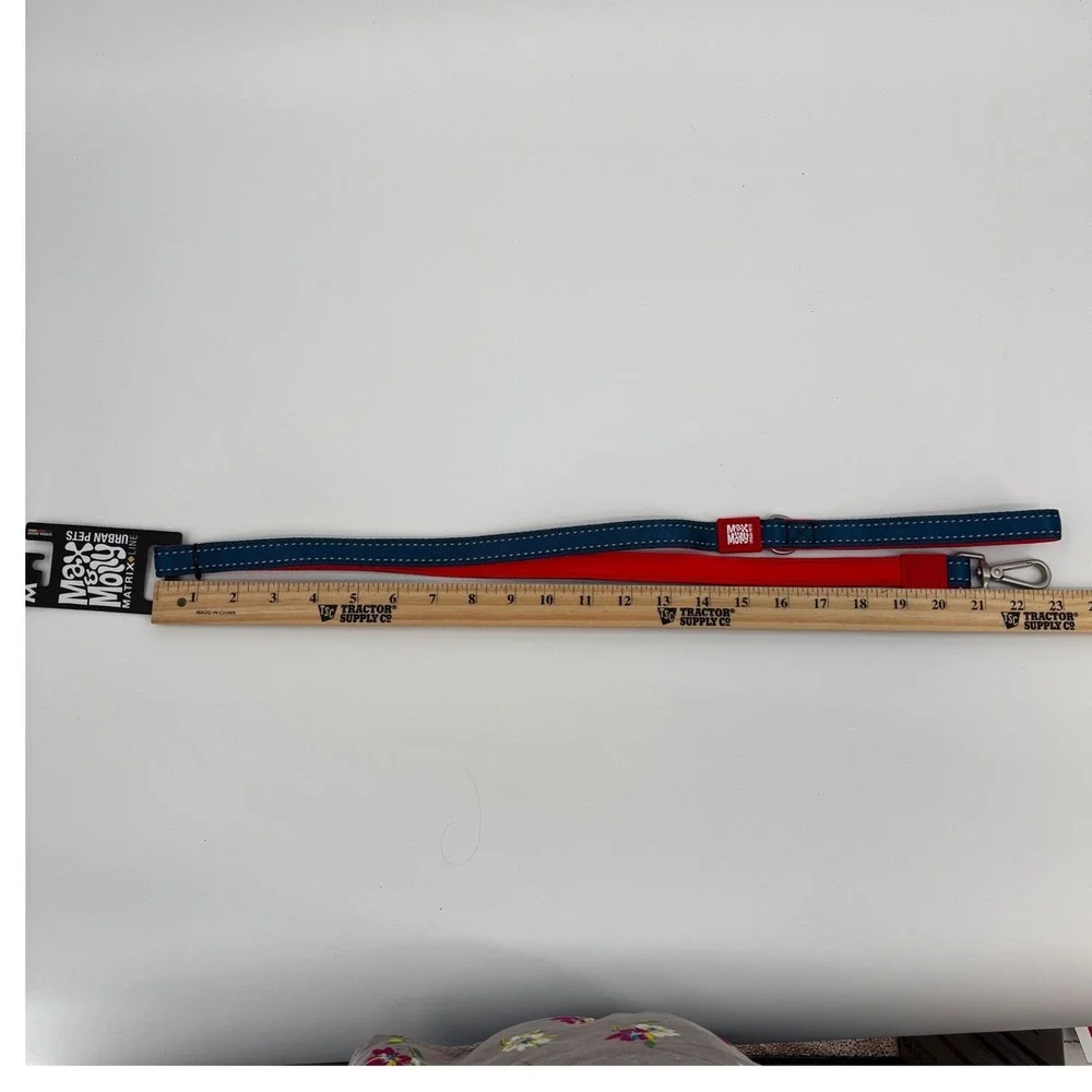 Max & Molly Dog Leash Pet Medium Blue Red Matrix Line Reflective Neoprene New 46